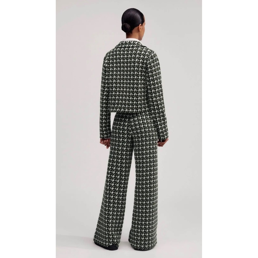 ME+EM Houndstooth Wide Box Top Women Sz 4 EUC Designer Crop Zip Pullover - Picture 6 of 16